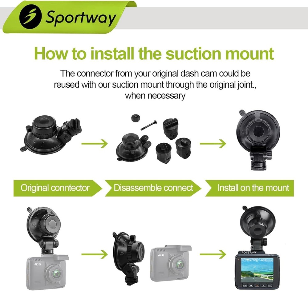 Compact Suction Cup Mount for Dash Cameras - Easy Install & Secure Hold