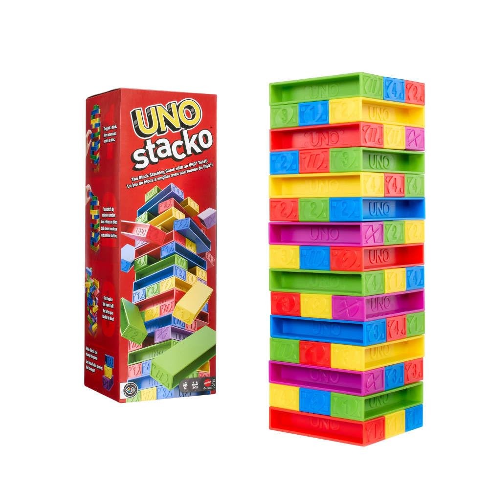 UNO Stacko Game for Kids & Family with 45 Colored Stacking Blocks & Loading T...