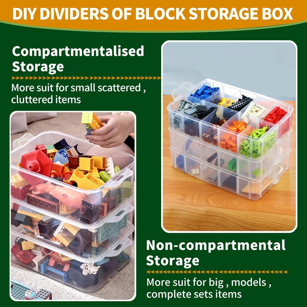 Storage Box for Lego, Stackable Storage Organizer with 30 Compartments for Le...