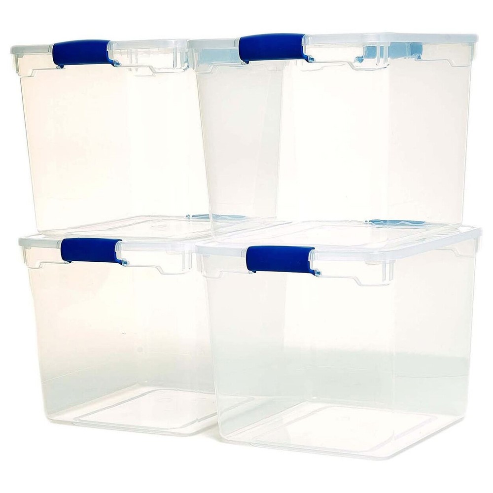 Homz 31 Quart Heavy Duty Clear Plastic Stackable Storage Containers, 12 Pack