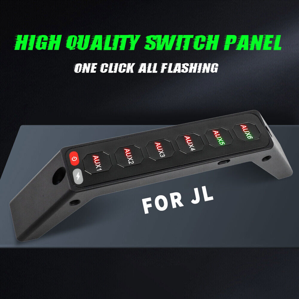 6 Gang Switch Panel System Grab Handle For Jeep Wrangler JL 2018-2023 Gladiator
