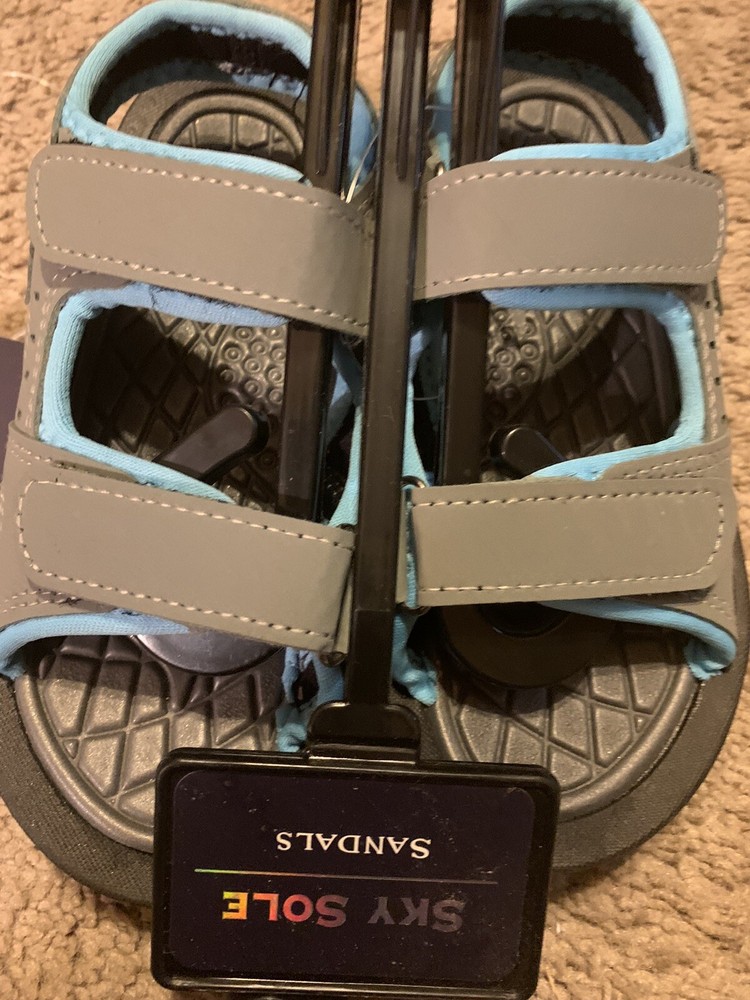 Boys Sky Sole Sandals Gray & Light Blue Size Small 11-12