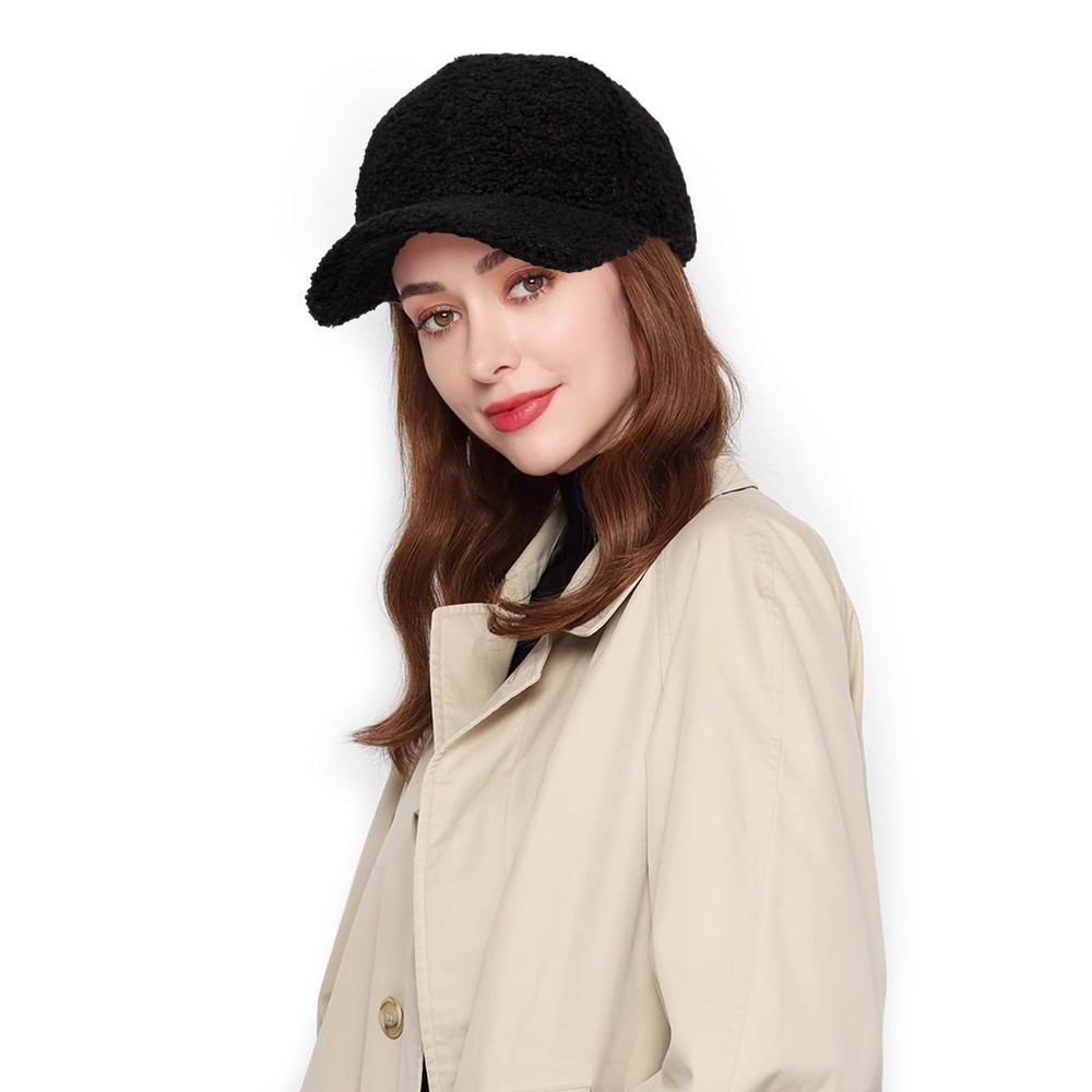 MGBPEI Women's Winter Baseball Cap Adjustable Solid Color Lamb Wool Warm Base...