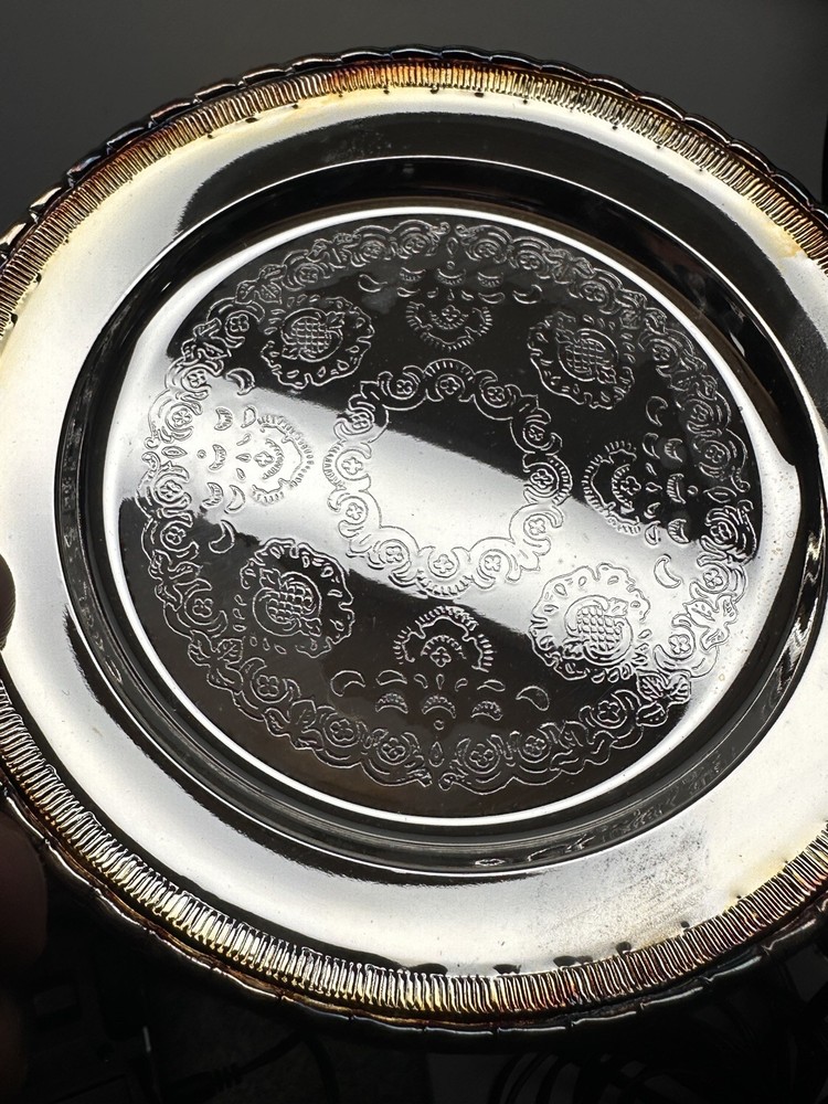 2 Vintage Coasters silver plated plates