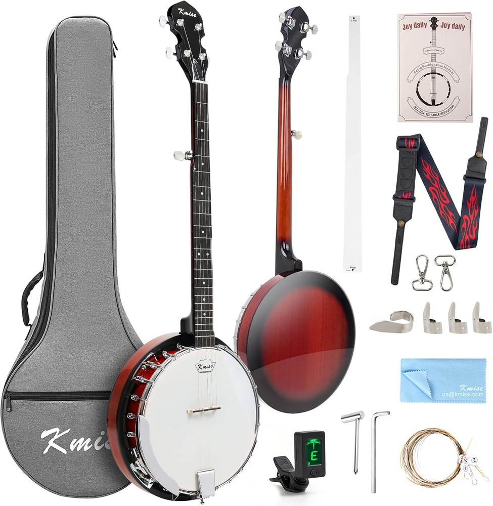 Full Size 5 String Banjo with Resonator & Accessories