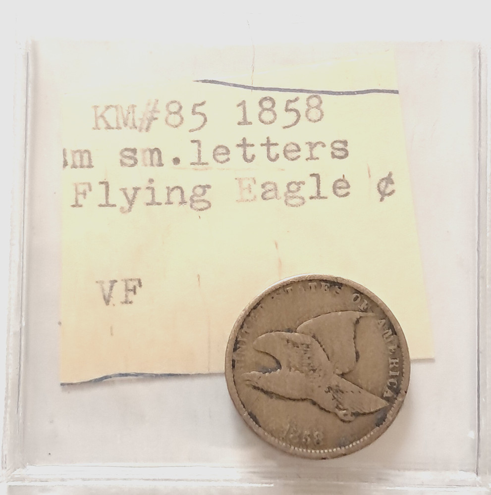 KM#85 1858 sm. letters Flying Eagle cent