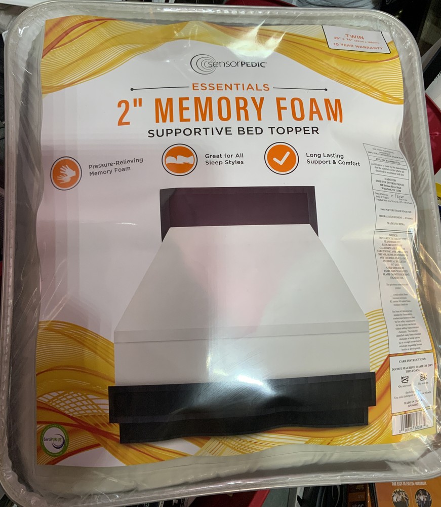 📀 SensorPEDIC Essentials 2” Memory Foam Supportive Bed Topper (Twin)