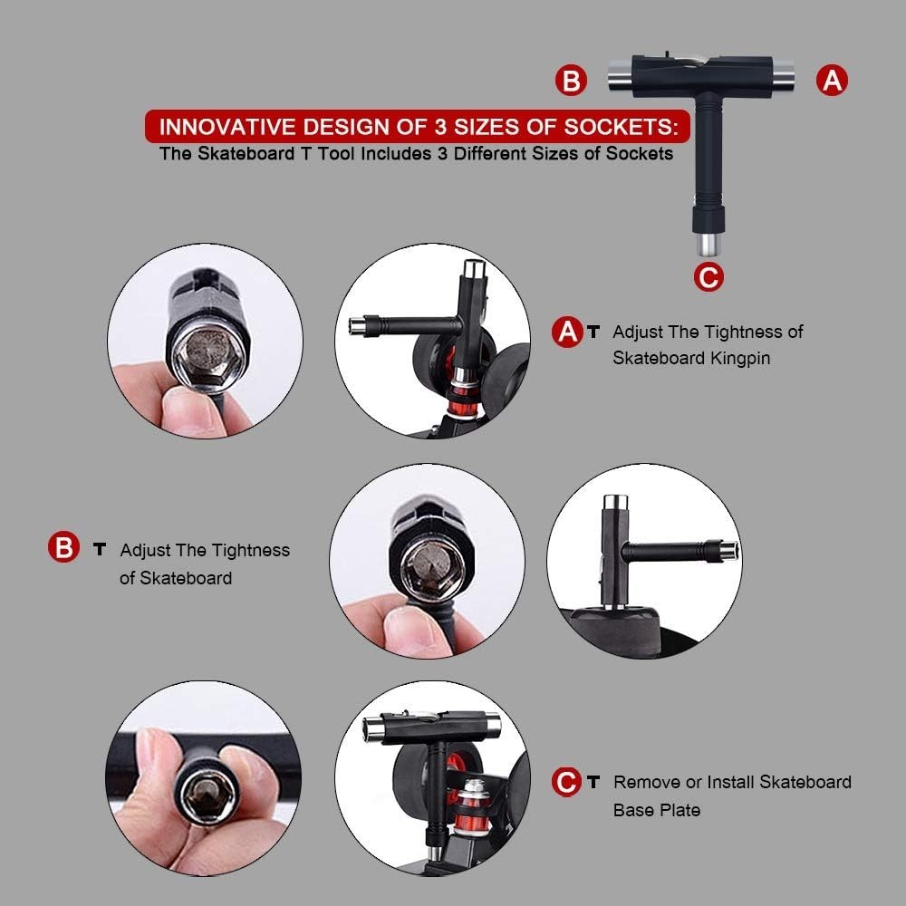 Upkeep All-in-One Multi-Function Portable Skate Tool with 2-in-1 Allen Wrench...