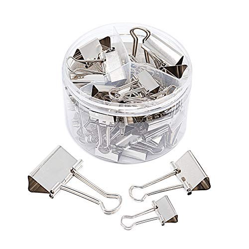 Binder Clips Paper Clamps, Assorted Sizes Set (Small, Medium, Large) for Silver