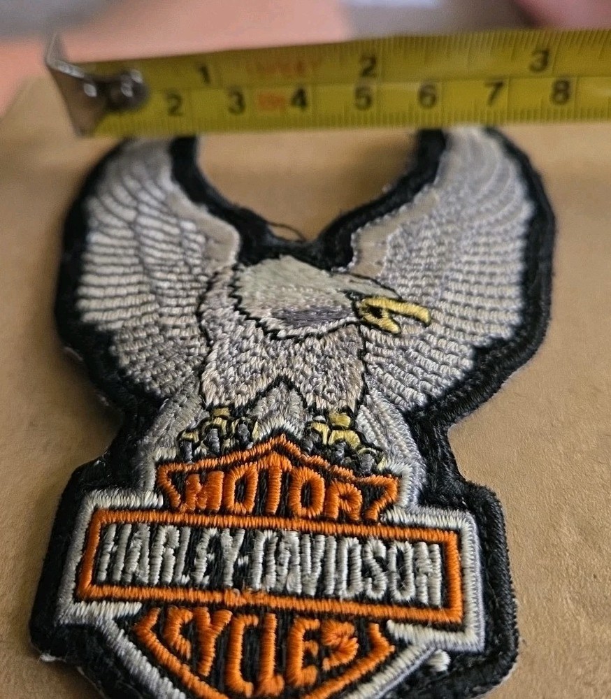 Harley Davidson Silver Eagle Up Wing B&S Patch 3 3/4" x 2 7/8"