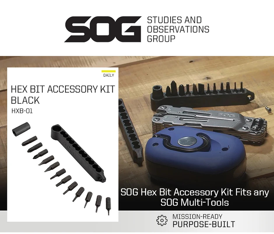 1/4" Driver Hex Bit Accessory Kit Fits any SOG Multi-Tools, with 12 Assorted Hex