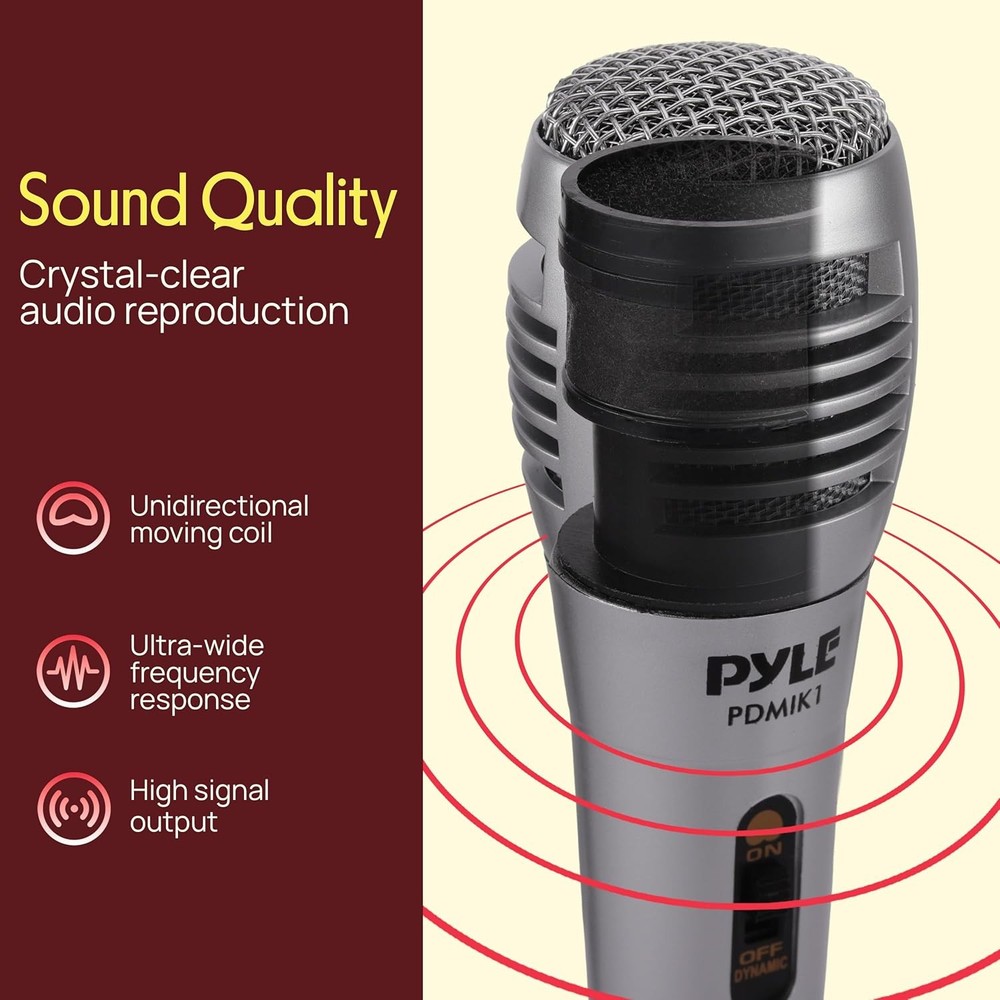 Pyle Wired Dynamic Microphone, Uni-Directional, Handheld Mic with Pop...