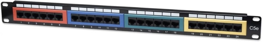 intellinet Panel Patch, Cat5e, UTP, 24 Ports, 1U, Color Coded