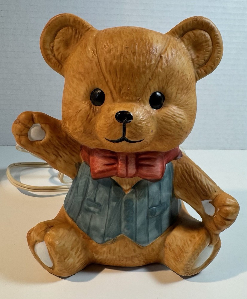 Ceramic teddy bear night light figurine by Interpur