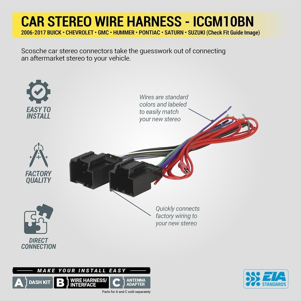 Double/Single DIN Stereo Installation Kit for 2006-17 GM Vehicles