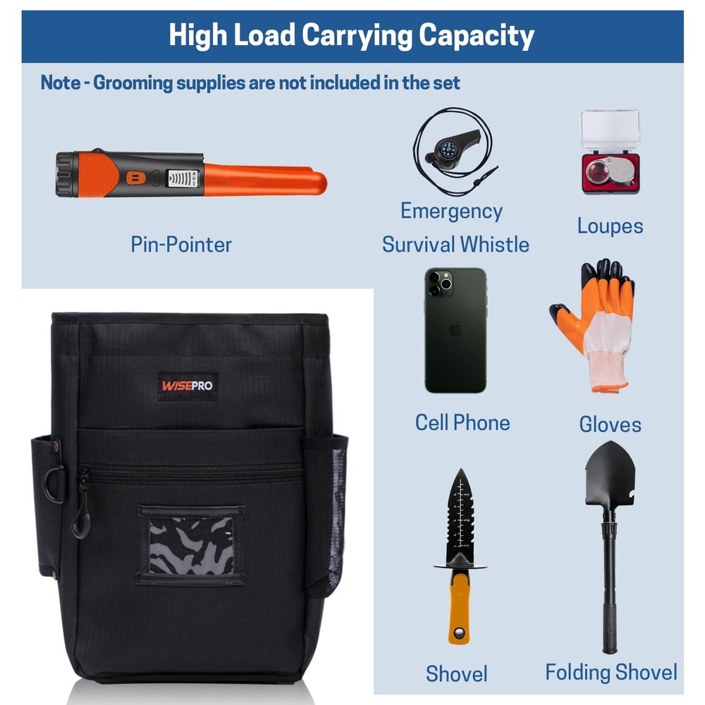 Metal Detecting Pouch Bag Portable Waist Digger Tools Pack PinPointer