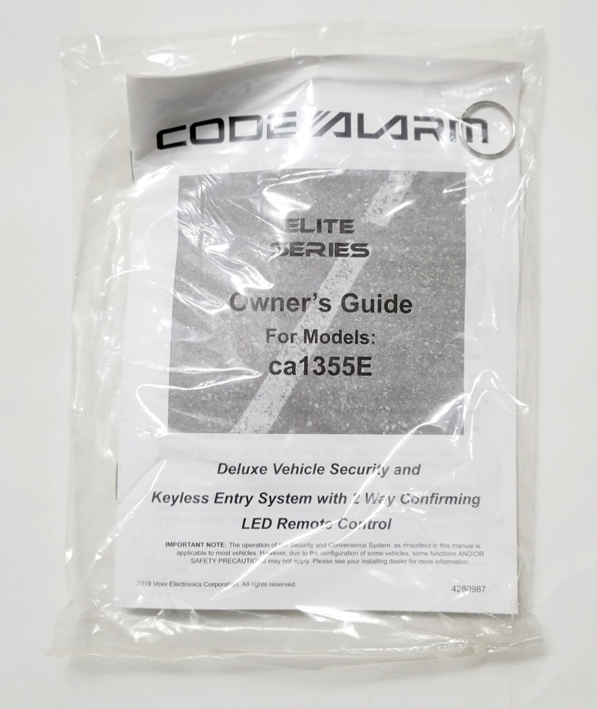 Code Alarms CA1355E 2-Way Car Security System Alarm Built In Tilt & Shock Sensor