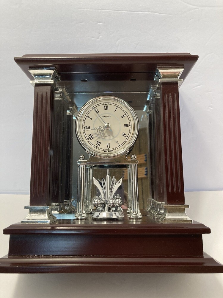 wallace silversmith carriage mantle quartz battery operated clock