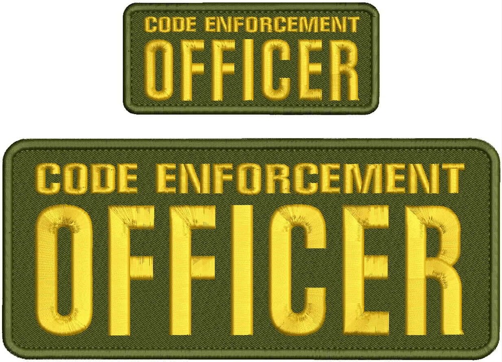 CODE ENFORCEMENT OFFICER 2 EMBROIDERY PATCHS 10X4 AND 5X2'' VELCR@ ON BACK