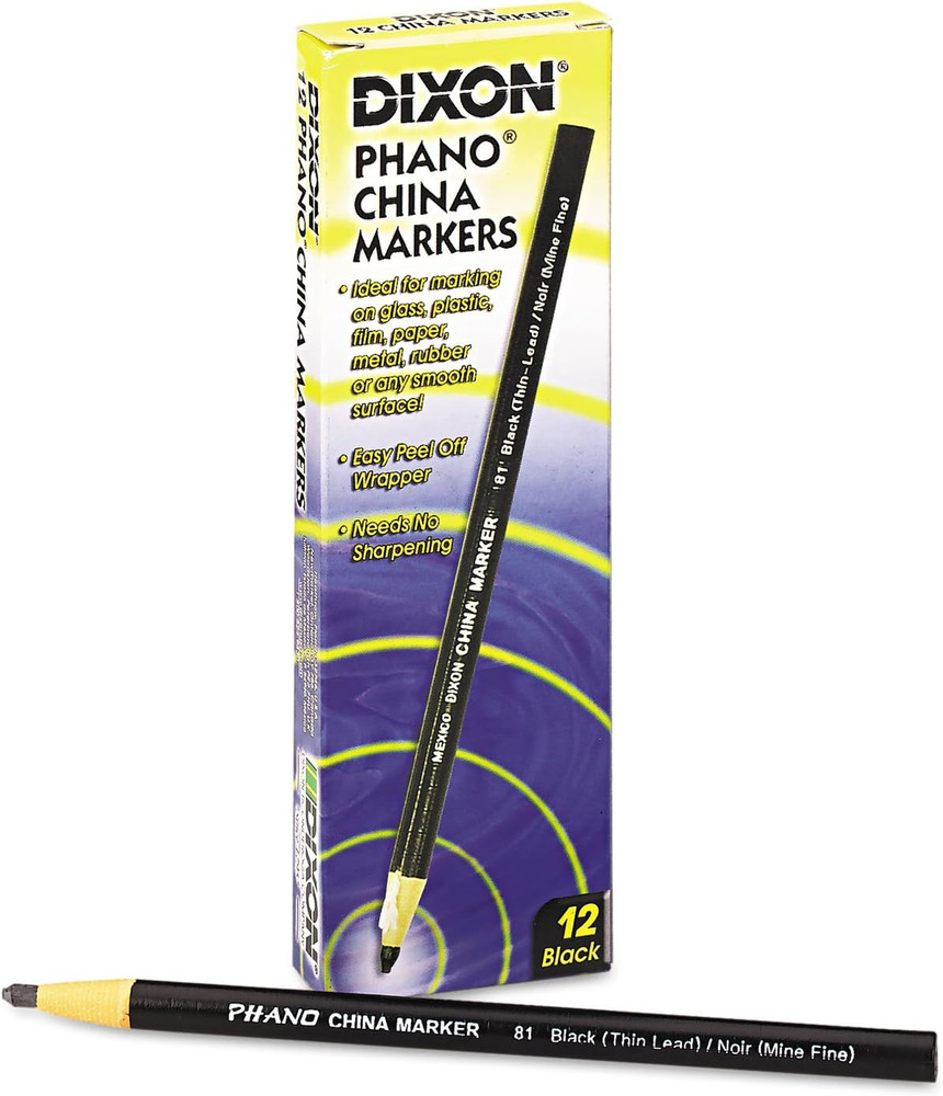 Dixon China Marker, Black, Thin Lead, Dozen