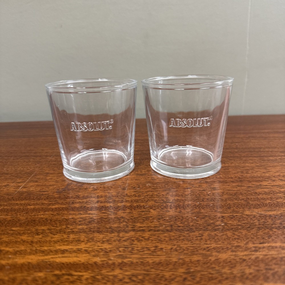 2 Absolut Vodka Rocks glasses