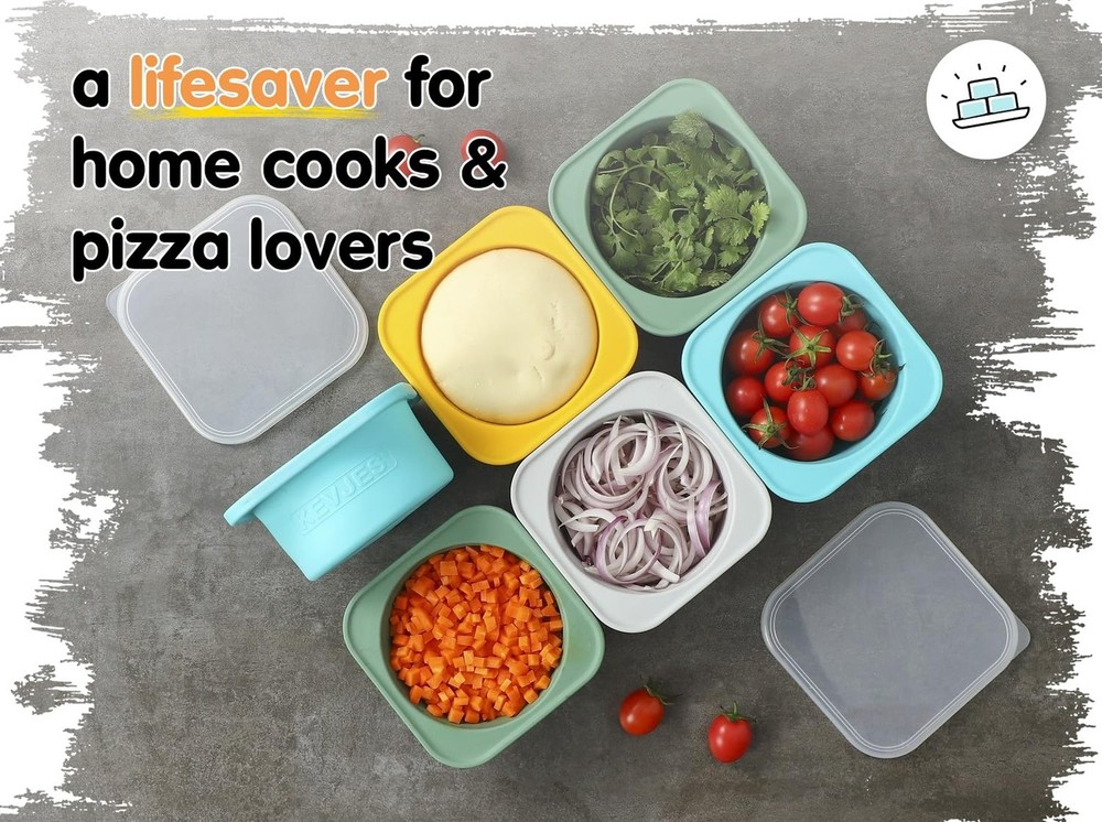 Stackable Silicone Artisan Pizza Dough Proofing Containers with Lids pizza ma...