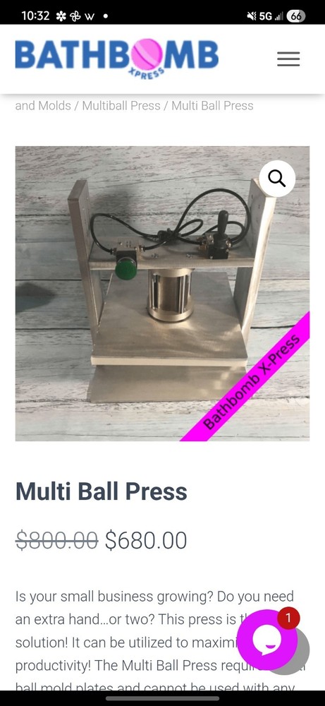 Lightly Used Multi Bath Bomb Press Machine with two molds included