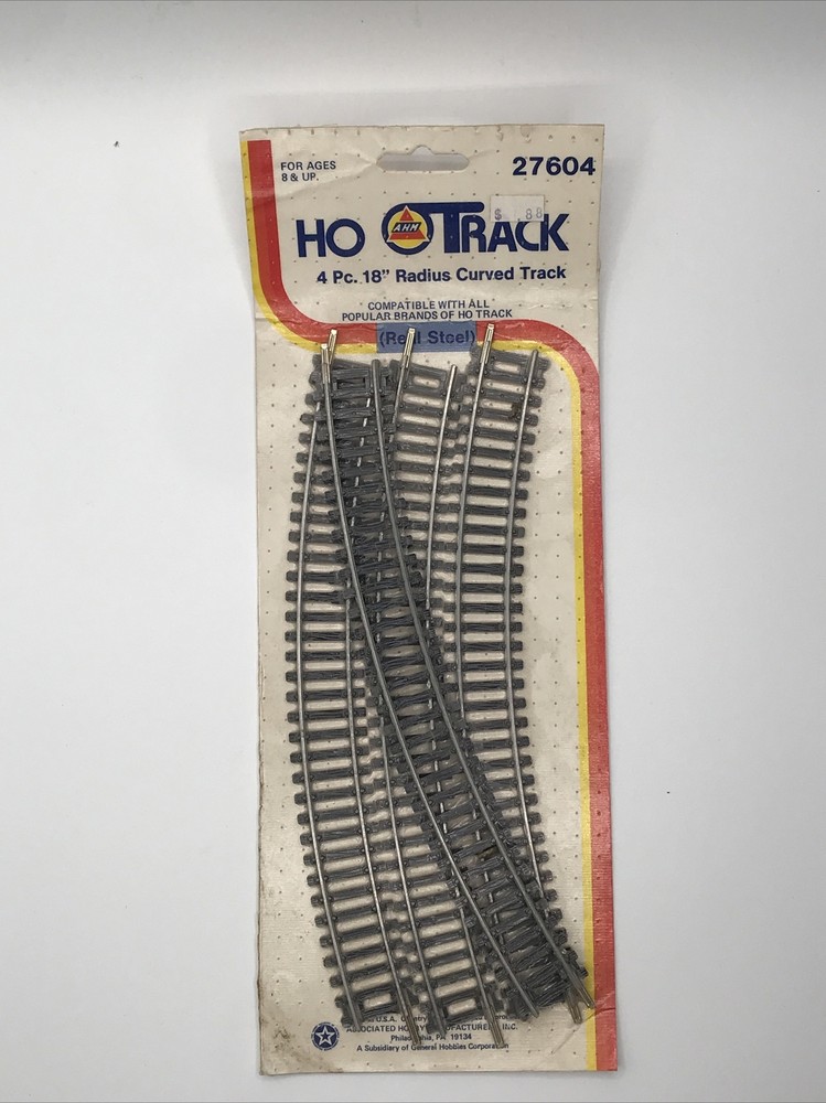 AHM HO Track 27604 4pc 18” Radius Curved Track