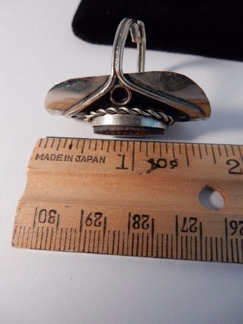 Vintage Southwest Handmade Women's Adjustable Silver/Gemstone Ring