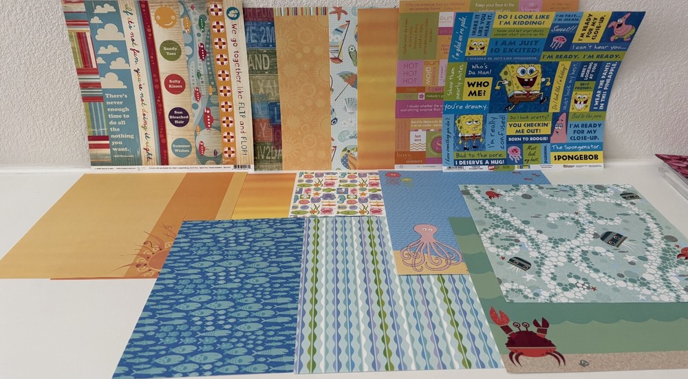 12" x 12" Scrapbook Various SUMMER VACATION, 13 Single & 2 Double-Sided Sheets