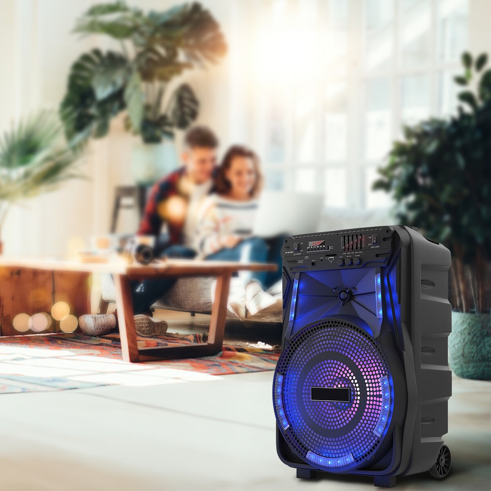 12" Portable Bluetooth Speaker 5-Band Equalizer DJ Party Speaker System W/Mic