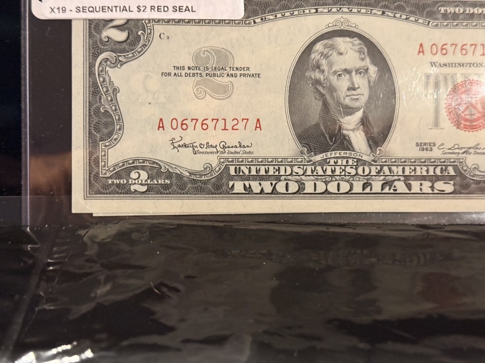 1963 2$ Red Seal Consecutive Order Bills UNCIRCULATED