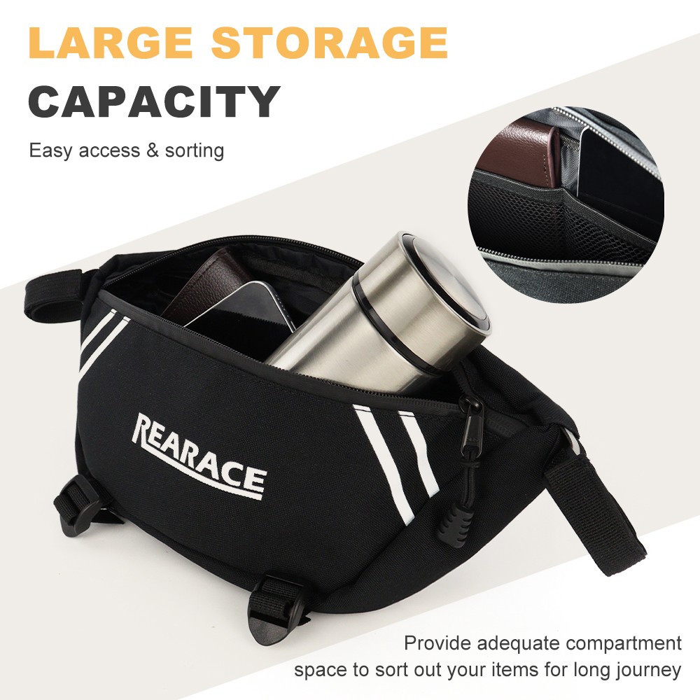 Waterproof Front Storage Bag Black Fit For Universal Motorcycles With Handle Bar