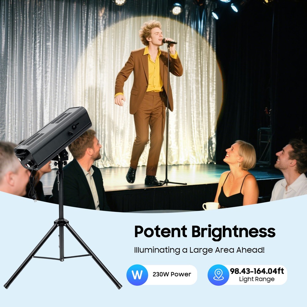 Stage Spotlight Manual Control Adjustable Aperture Follow Spot Light W/ Tripod