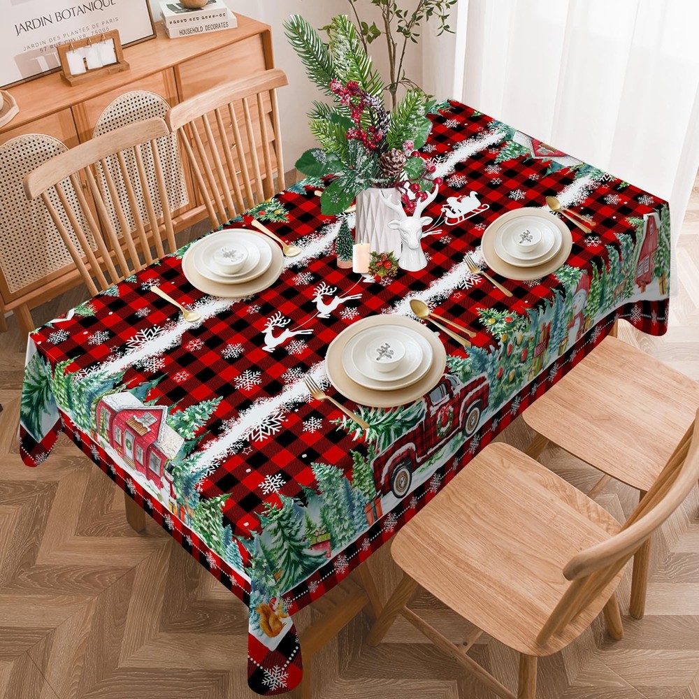 cusugbaso Christmas Tablecloth 60x84 84" x 60" (Rectangular), Truck