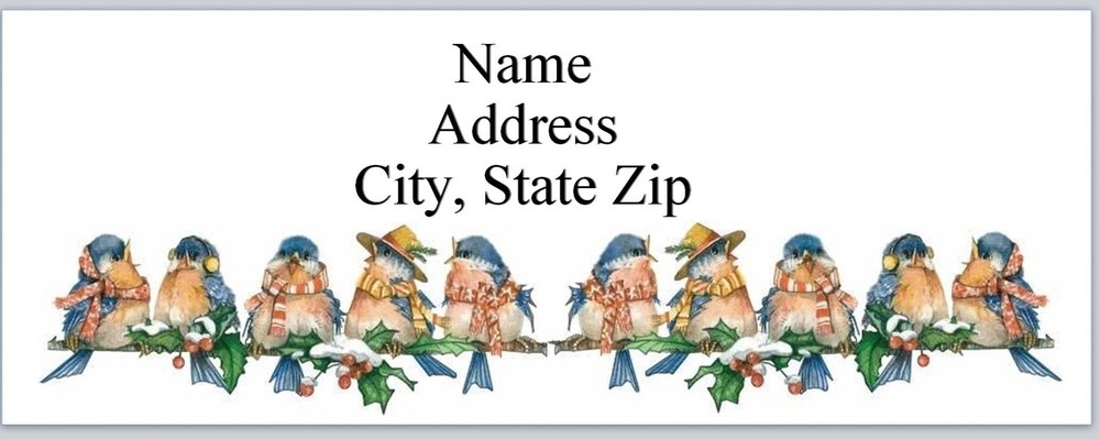 Personalized Address Labels Blue Birds Christmas  (P 422)