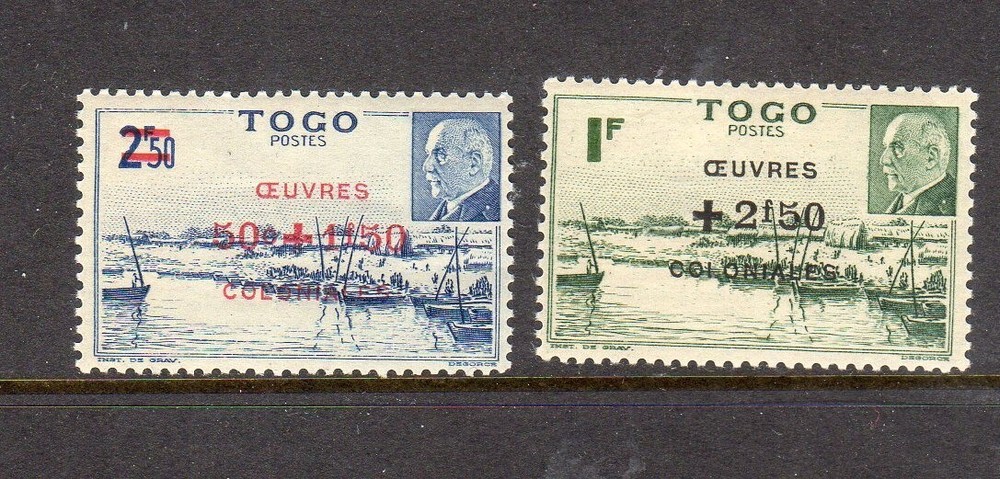 TOGO #B10d-e 1944 COLONIAL DEVELOPEMENT FUND MINT VF LH O.G
