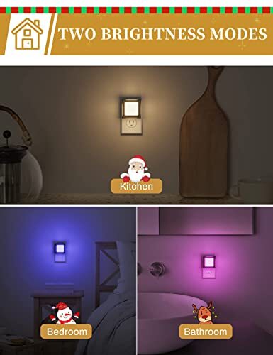 [2 Pack], Color Changing Baby Night Light, Plug Into Wall, Dusk to Multicolor