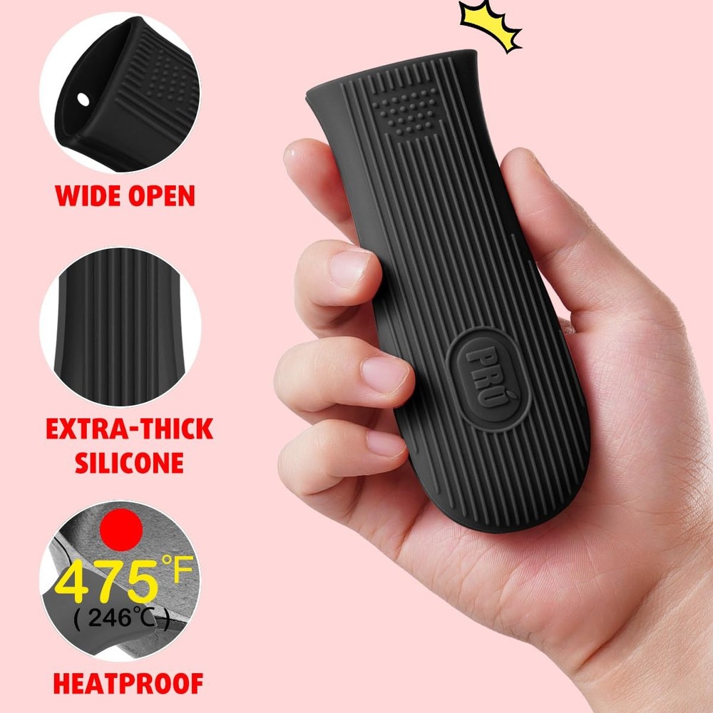 Silicone Handle Covers 2 Pack for Hot Cast Iron Pans, Handle Protector Sleeve
