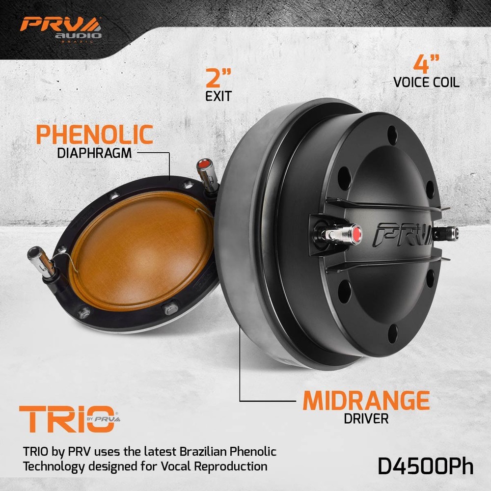 PRV AUDIO D4500Ph 2” EXIT 500W PHENOLIC MIDRANGE COMPRESSION DRIVER 8Ω (SINGLE)