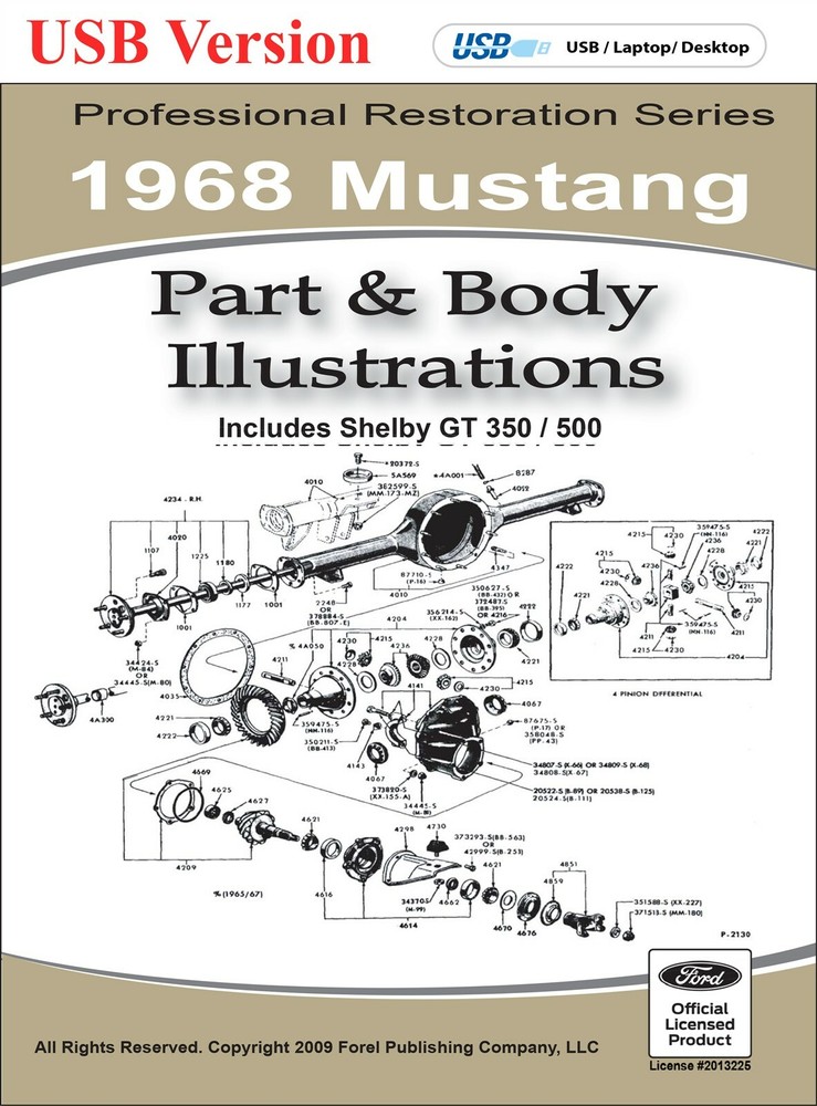 1968 Ford Mustang Part and Body Illustrations (USB)