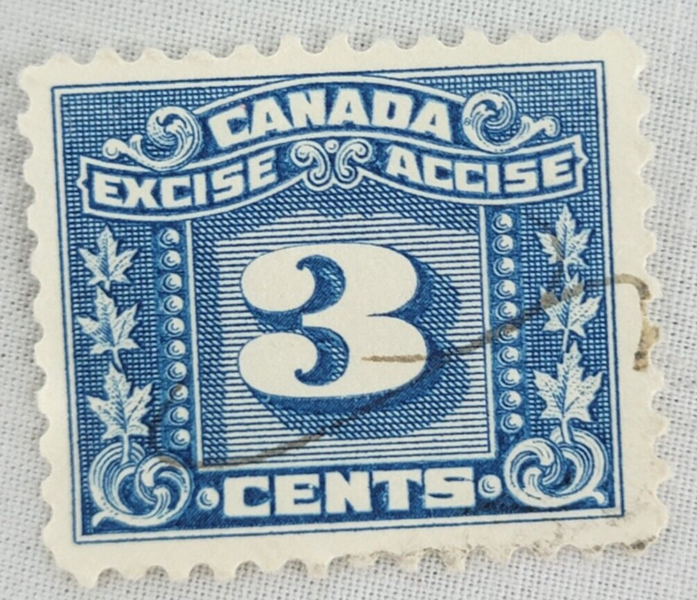 Canada Postage ~ Excise Tax Stamp ~ 3¢ Blue ~ Posted ~ 1940 ~ B209