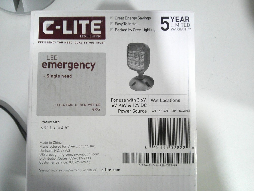 C-Lite LED 1W Single Remote Head C-EE-A-EMG Series Multi-Volt Outdoor Gray