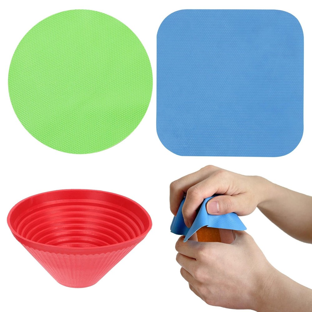 Jar Opener Gripper Pad, 3 Pcs Rubber universal, multi-coloured