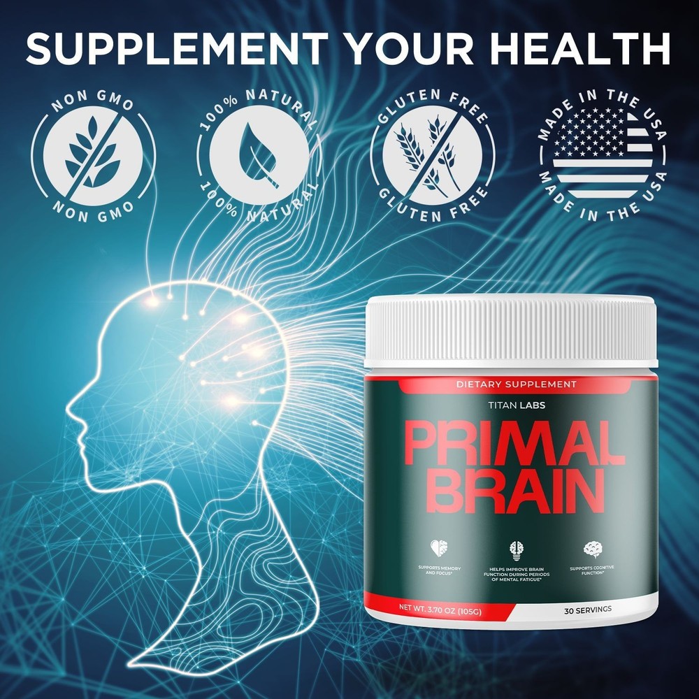 (3 Pack) Primal Brain Powder Natural Brain Support Formula PrimalBrain 90 Servs