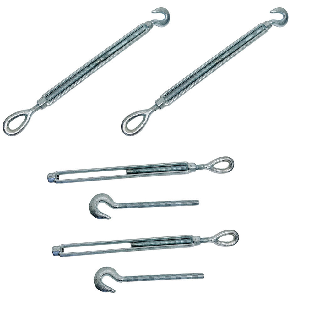 1/2" x 12" Turnbuckle HOOK EYE Pulley Galvanized Drop Forge 1500 Lb Capacity 4PC
