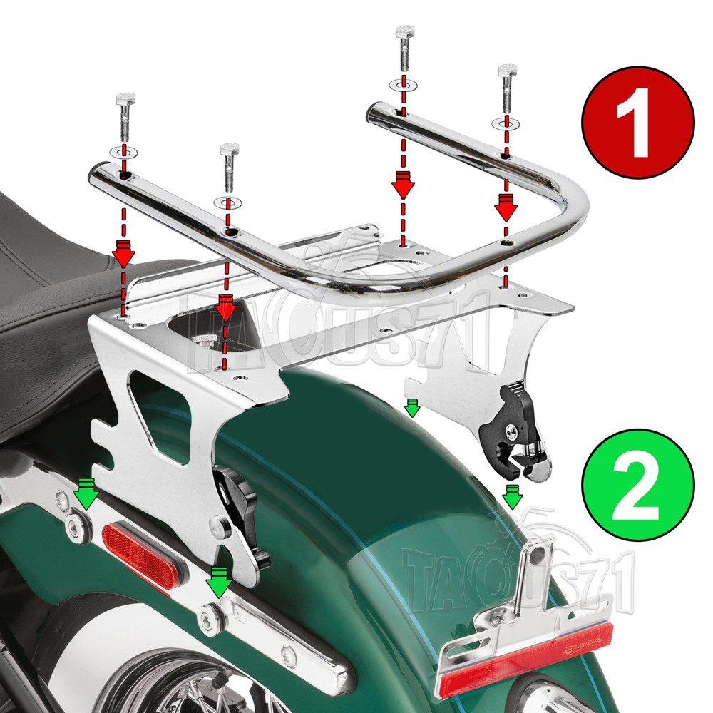 Quick Release Two-up Tour Pack Rack Mount + Docking Kit For Harley Touring 97-08