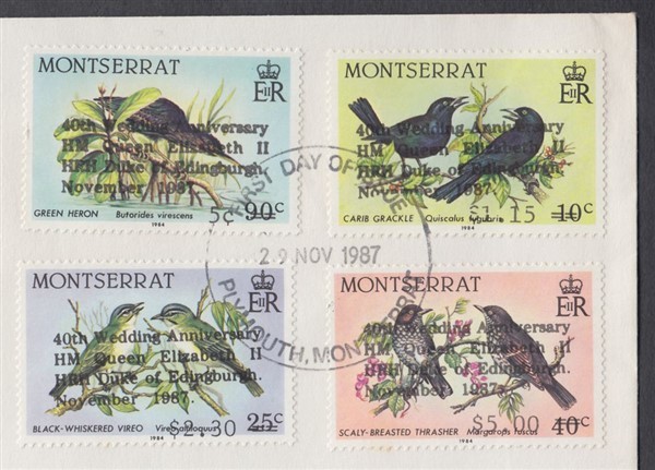 MONTSERRAT 1987 RUBY WEDDING FDC BIRDS (ID:650/D31788)