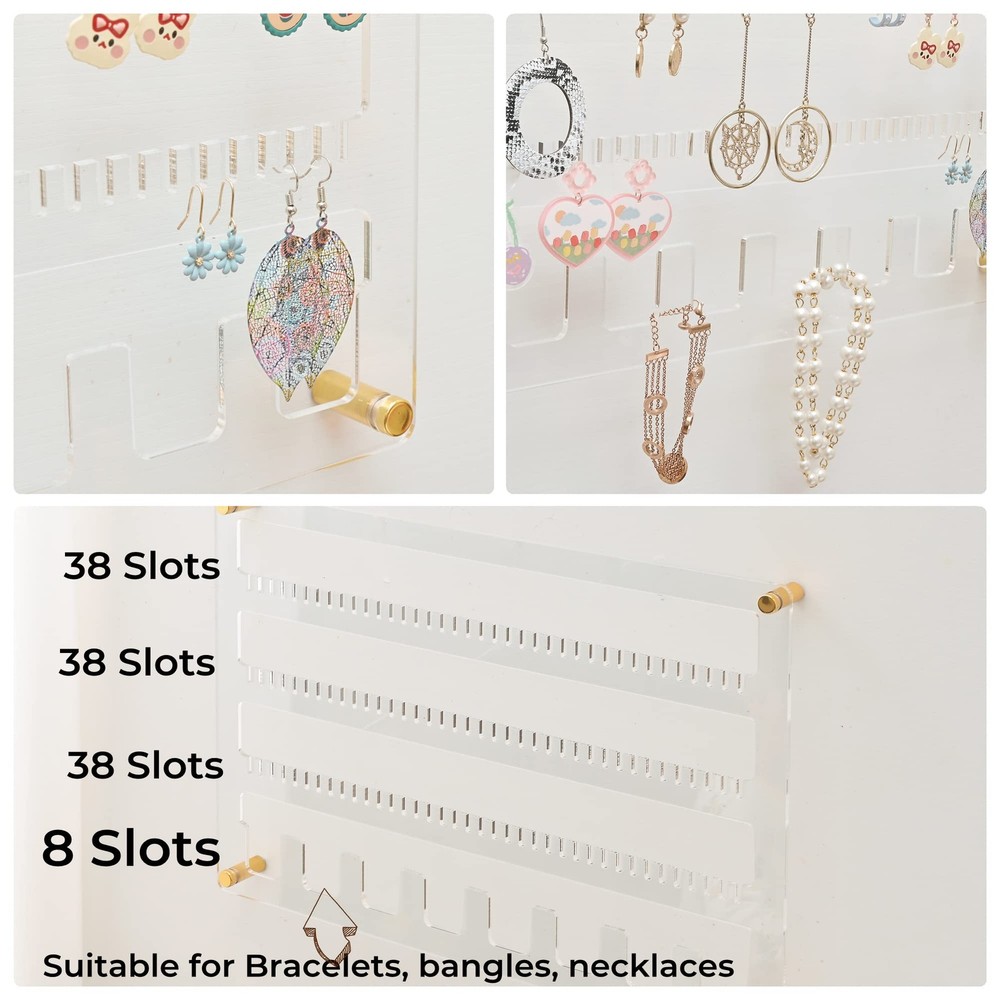 humberboat Earring Holder Organizer, 4 Layer Wall Mounted Ear Earring-Gold