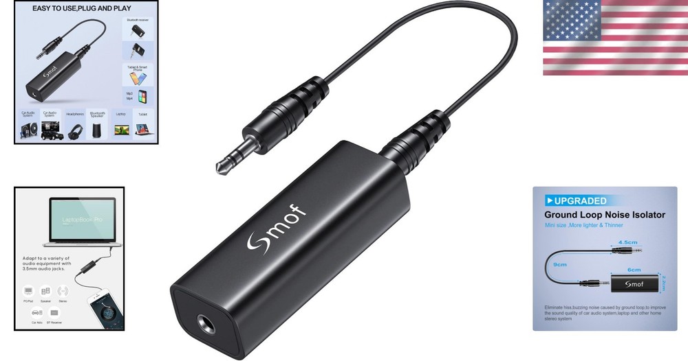 Compact Ground Loop Isolator with 3.5MM Audio Cable - Quiet Your System Today!